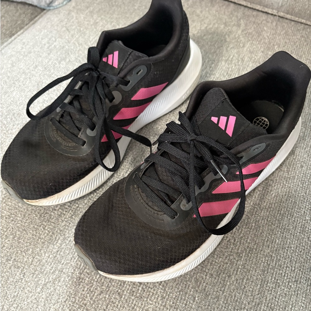 Adidas Women's Runfalcon 3.0 Lace Up Running Shoes US 8 Black/Pink Cloudfoam